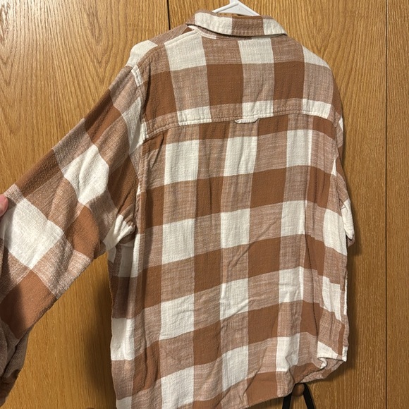 American Eagle woman’s flannel - size large, orange/brown color - Picture 3 of 5